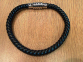 Nylon Black and Blue, Stainless Steel Bracelet Length 21